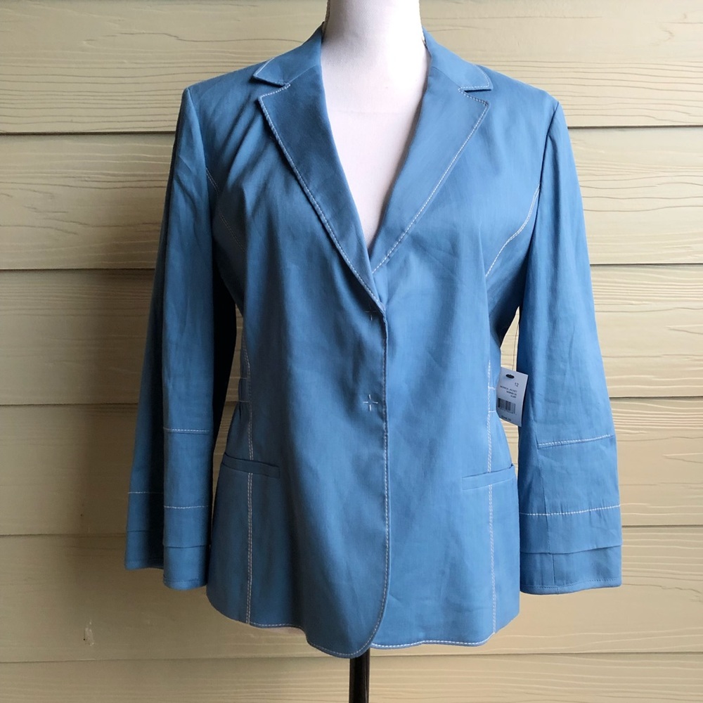 NWT Tahari Linen Blend Surf Monica Jacket Size 12